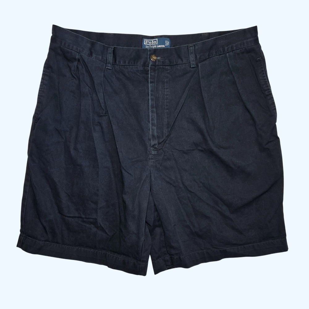 Polo Ralph Lauren Tyler Short Mens 38 Navy Blue Pleated Vintage Chino Shorts